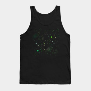 Green Galaxy Pattern Tank Top